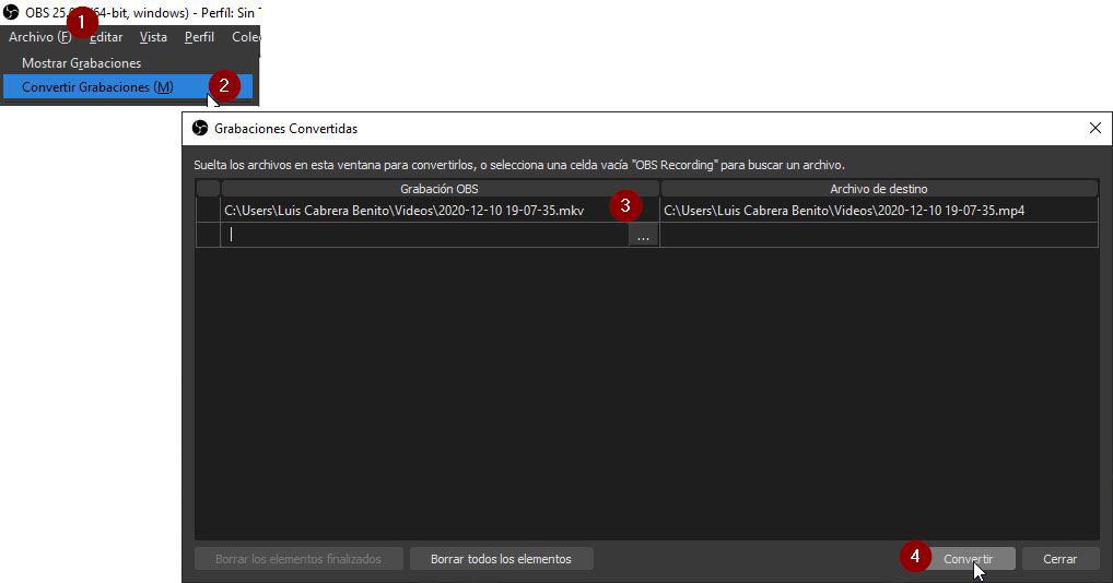 Convertir MKV a MP4 con OBS