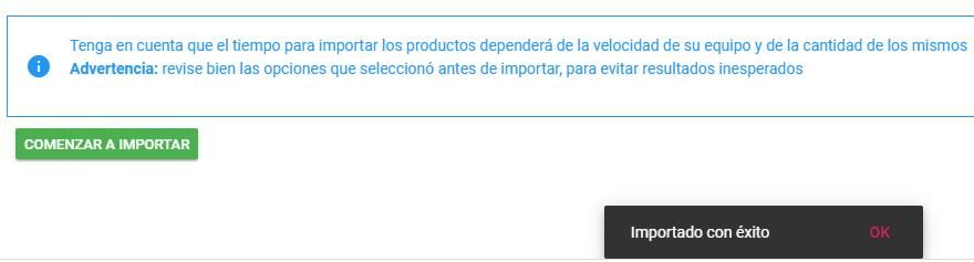 Importado con éxito - Inventario importado