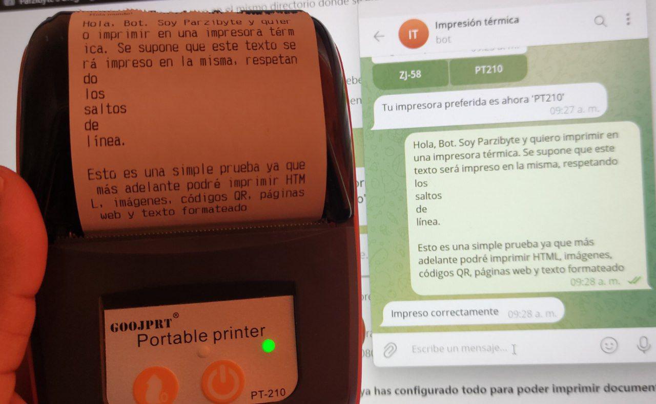 Hola mundo impresora térmica con Telegram