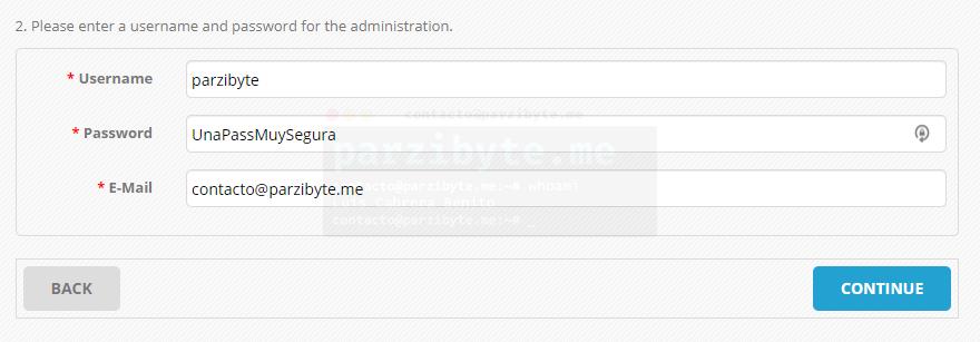 3.1 Configurar usuario administrador de OpenCart