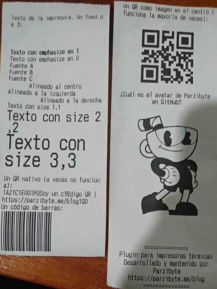 Demostrar capacidades del plugin para impresoras térmicas