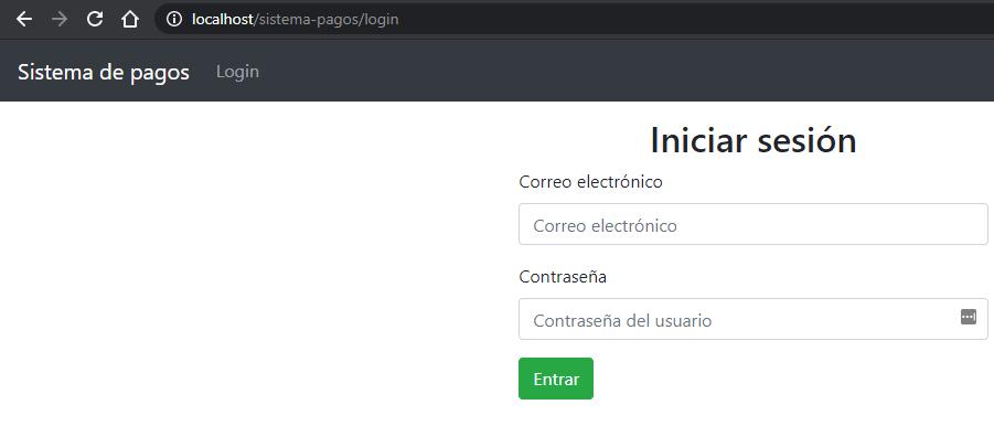 Login en sistema de pagos