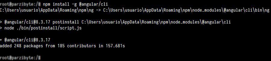 Instalación de Angular CLI 8 sobre Windows 10