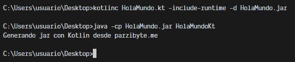 Compilar archivo Jar con kotlinc y ejecutarlo con java