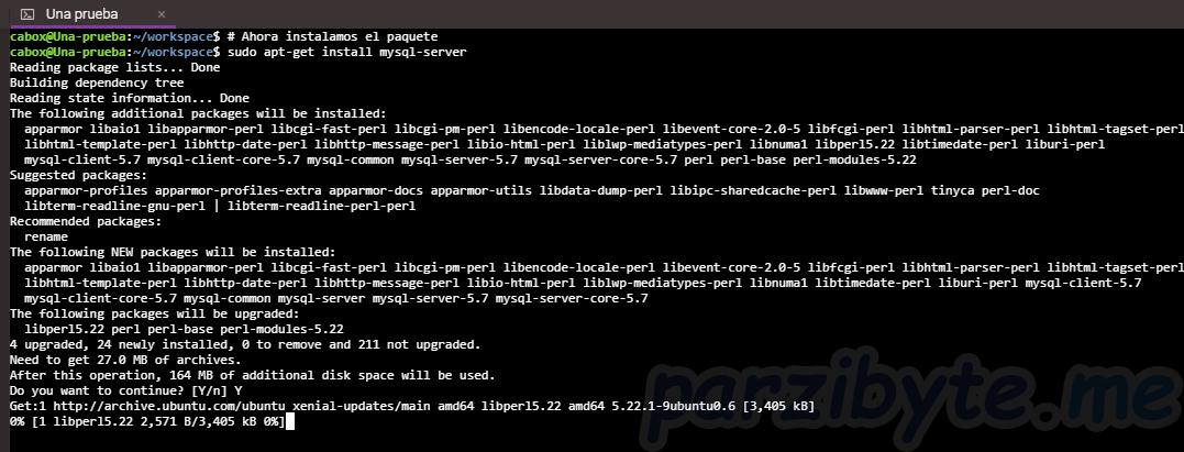 Paso 2 - Instalar MySQL server