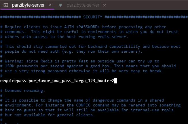 Contraseña de Redis con requirepass