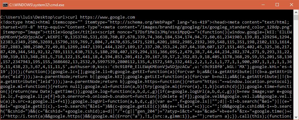cURL a Google.com