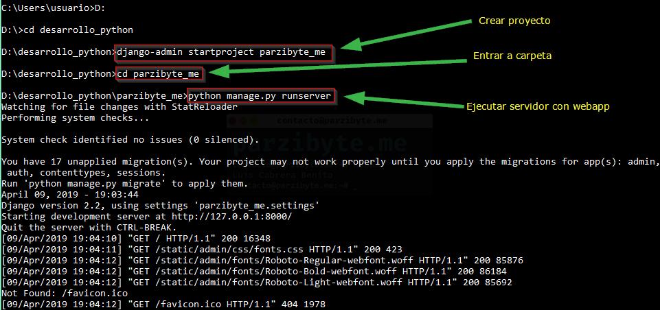 3 - Crear proyecto de Django y ejecutarlo