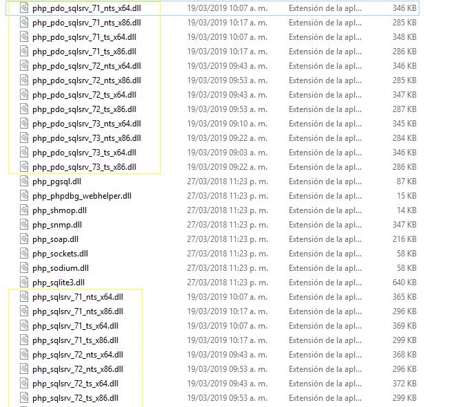 4 - Lista de extensiones sqlsrv