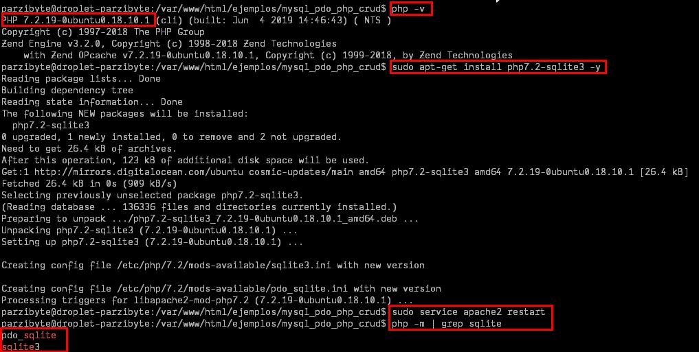 Instalar extensión PDO SQLite 3 para PHP en Linux Ubuntu