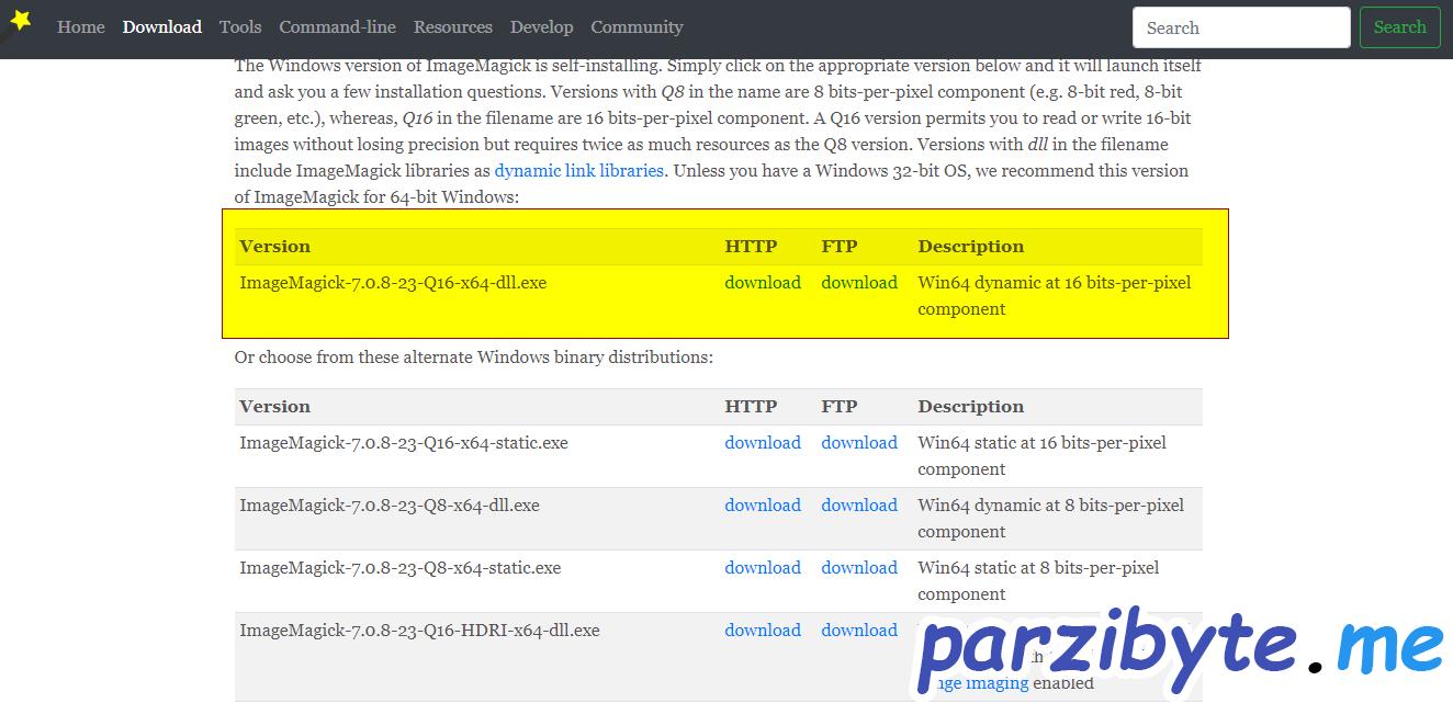 Descargar ImageMagick para Windows