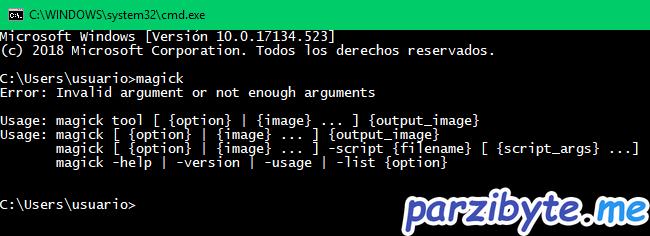 Probar instalación de Magick en Windows 10