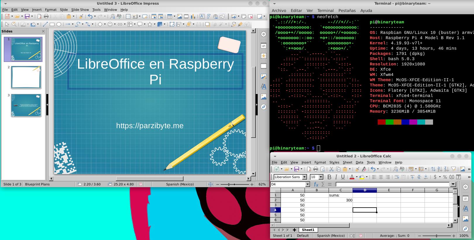 LibreOffice sobre Raspberry Pi - Ejecutando Impress y Calc