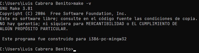 Mostrar versión de make en Windows