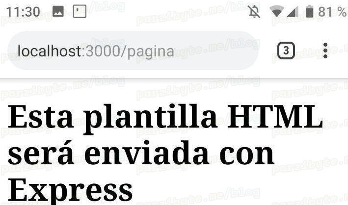 7 - Página HTML servida con Express y Node en Android usando Termux