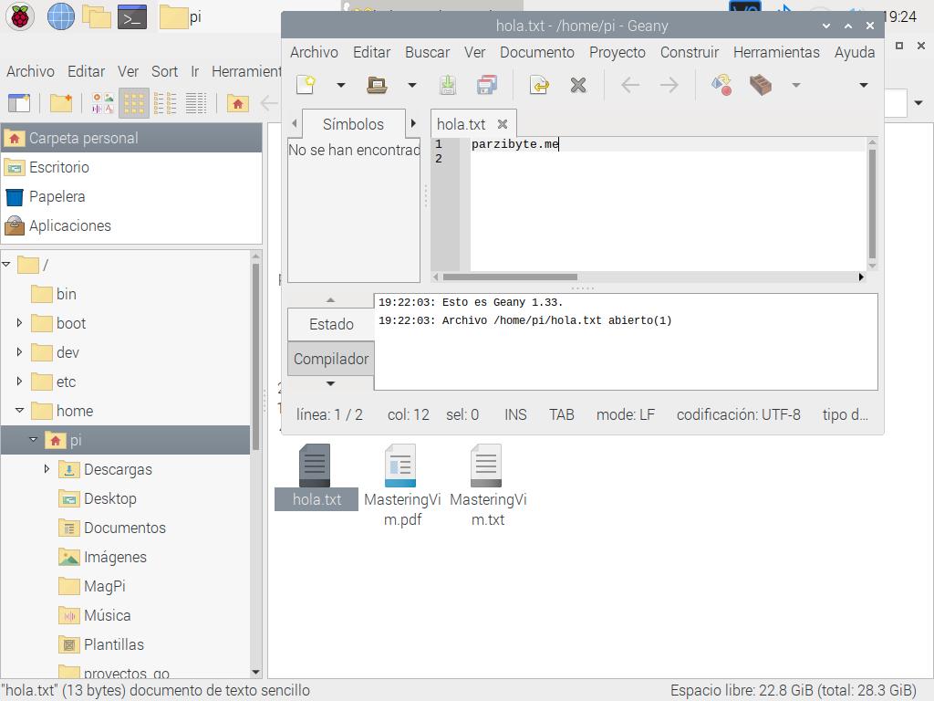 Explorando archivo creado en Raspberry Pi