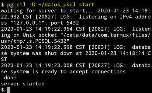 Iniciar servidor PostgreSQL