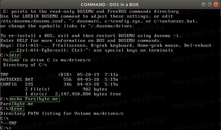 3 - Ejecutar dosemu desde la terminal y probar comandos