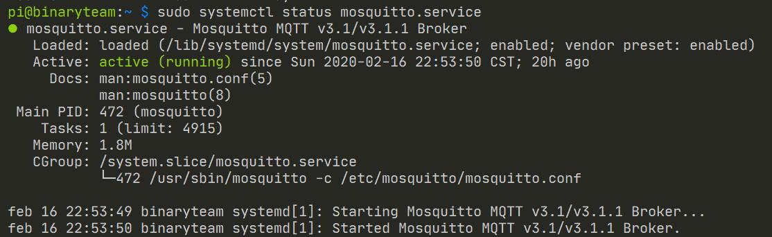 Revisar estado de mosquitto en raspbian con systemctl status