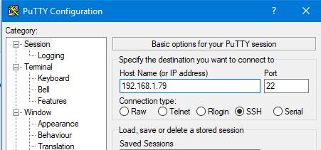 Putty para conectar a Raspberry Pi 4
