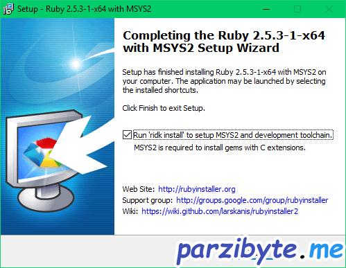 Instalación de Ruby 5 - Ejecutar ridk install