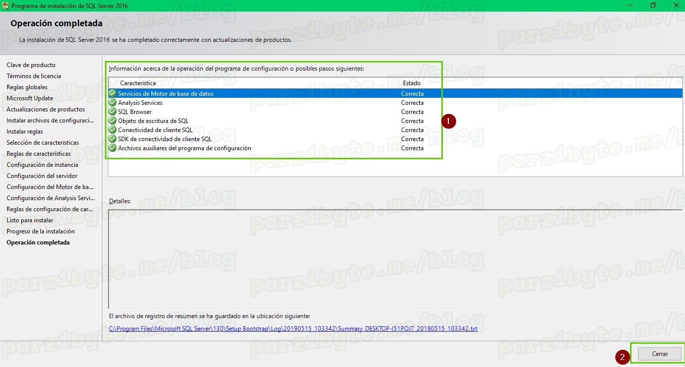 15 - Instalación de SQL Server finalizada