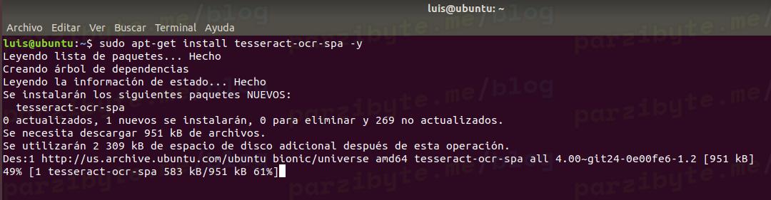 Instalar modelos de tesseract ocr en español