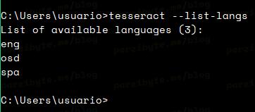 6 - Listar idiomas instalados con tesseract