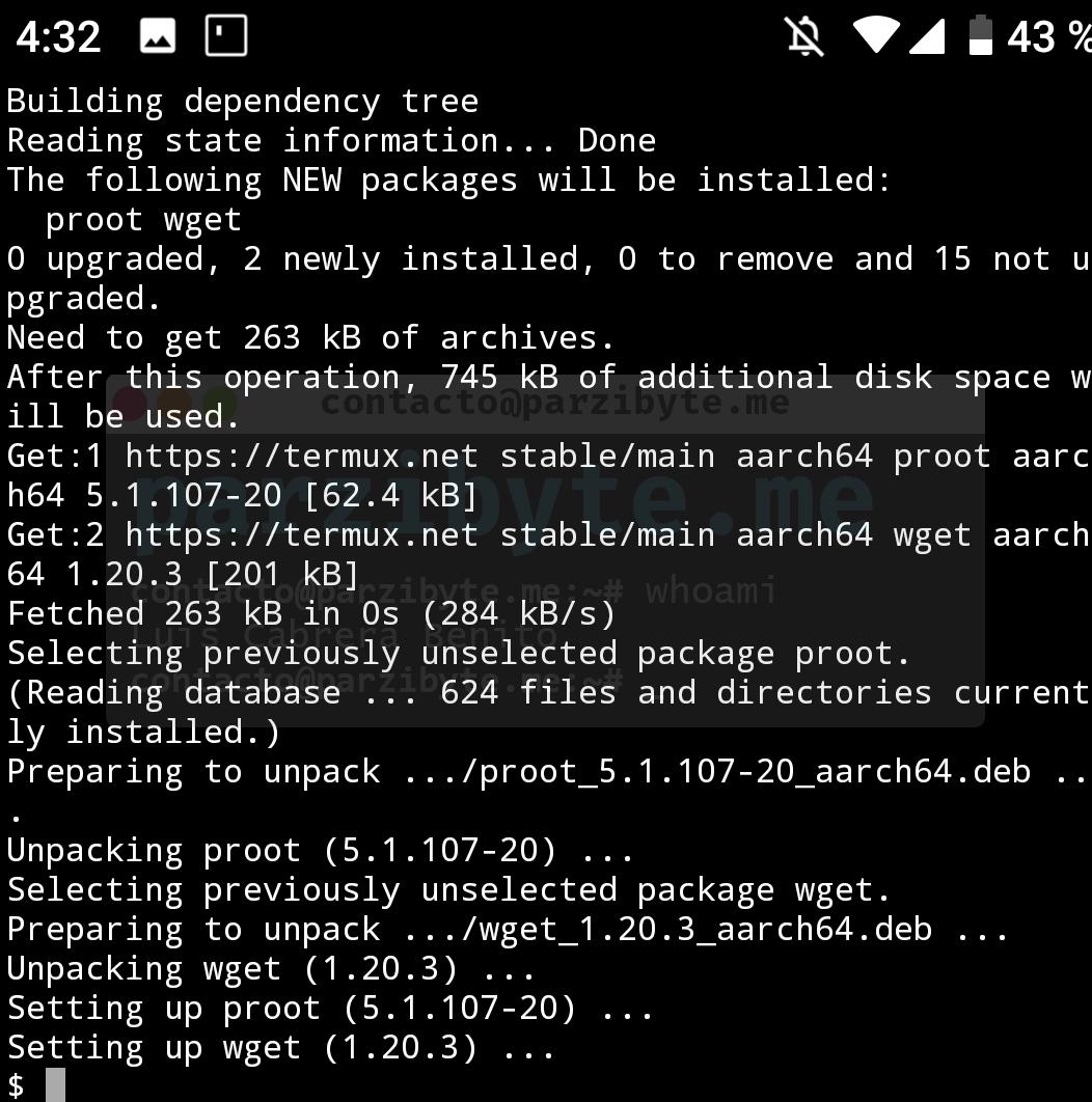 2 - Terminar de instalar wget y proot