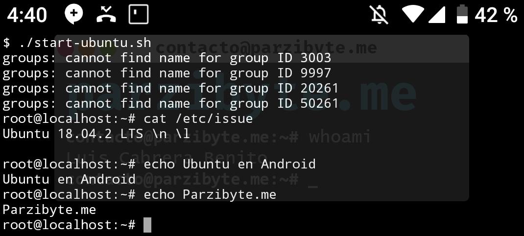 5 - Probar instalación de Ubuntu en Android con Termux