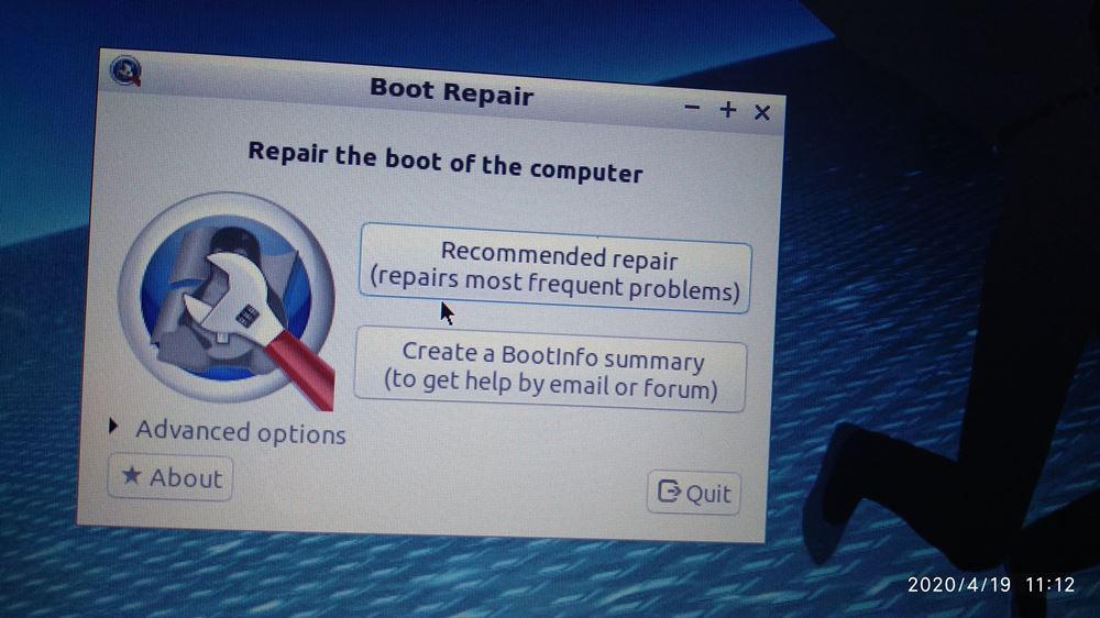 Menú de Boot Repair