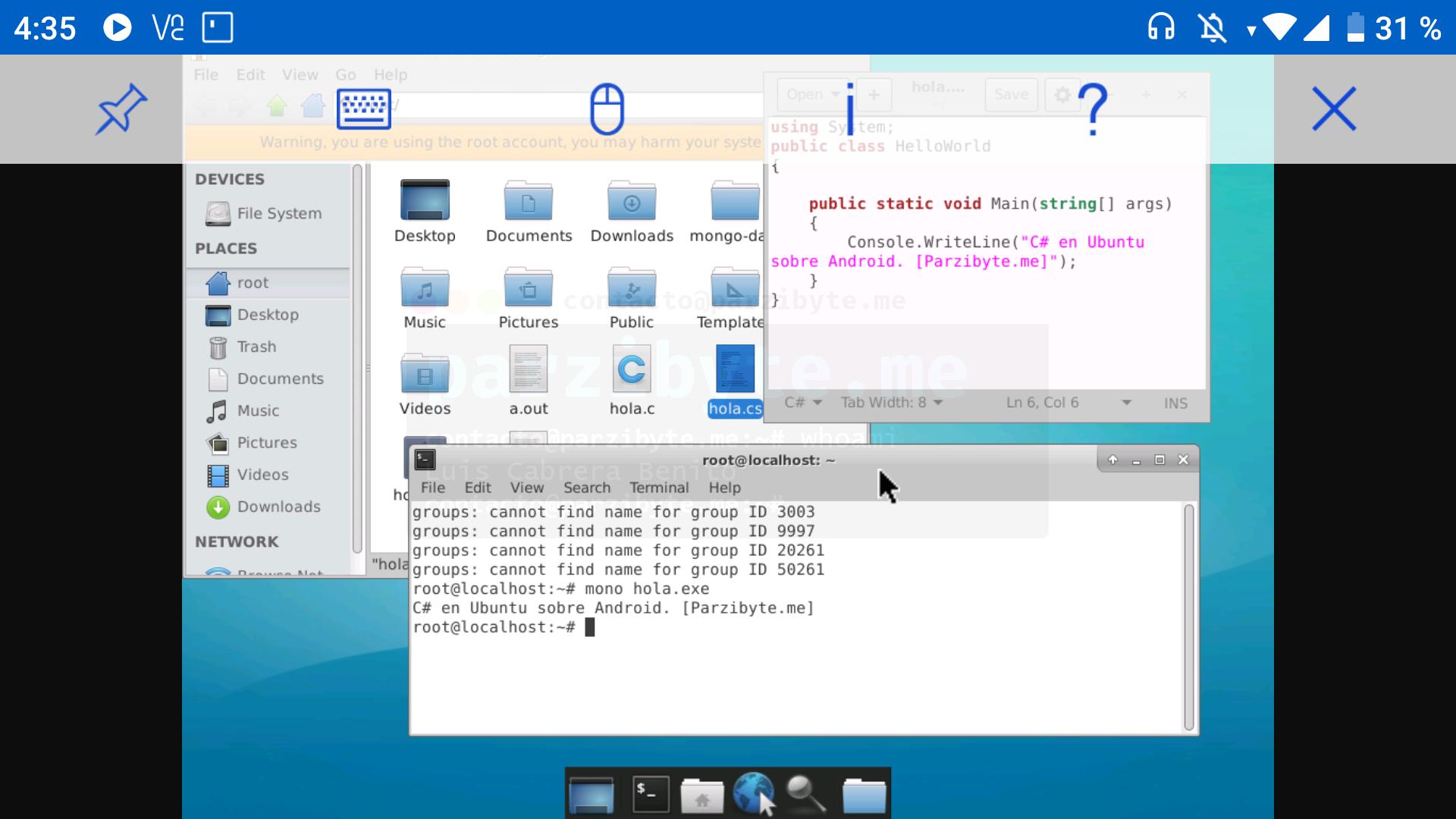 Escritorio xfce4 en Ubuntu sobre Android - VNC Android