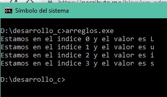 Recorrer array de una dimensión en C