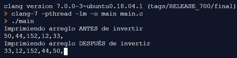 Arreglo invertido usando ANSI C