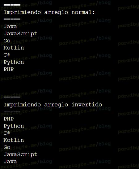 Invertir arreglo en Java