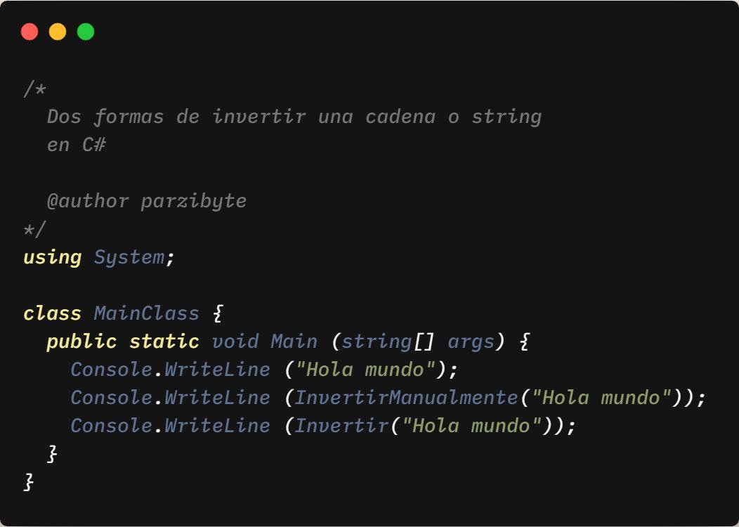 Invertir cadena con C#