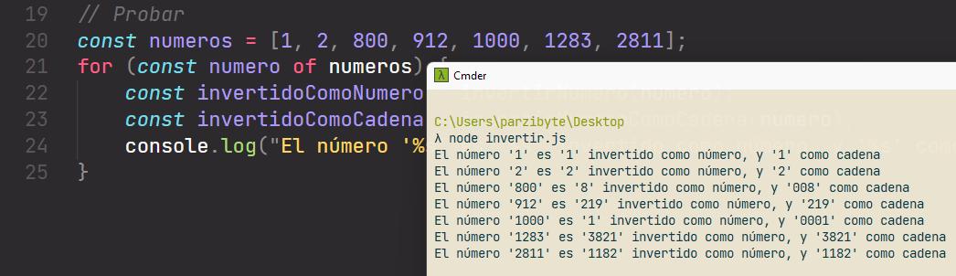 Invertir número con JavaScript - Programación