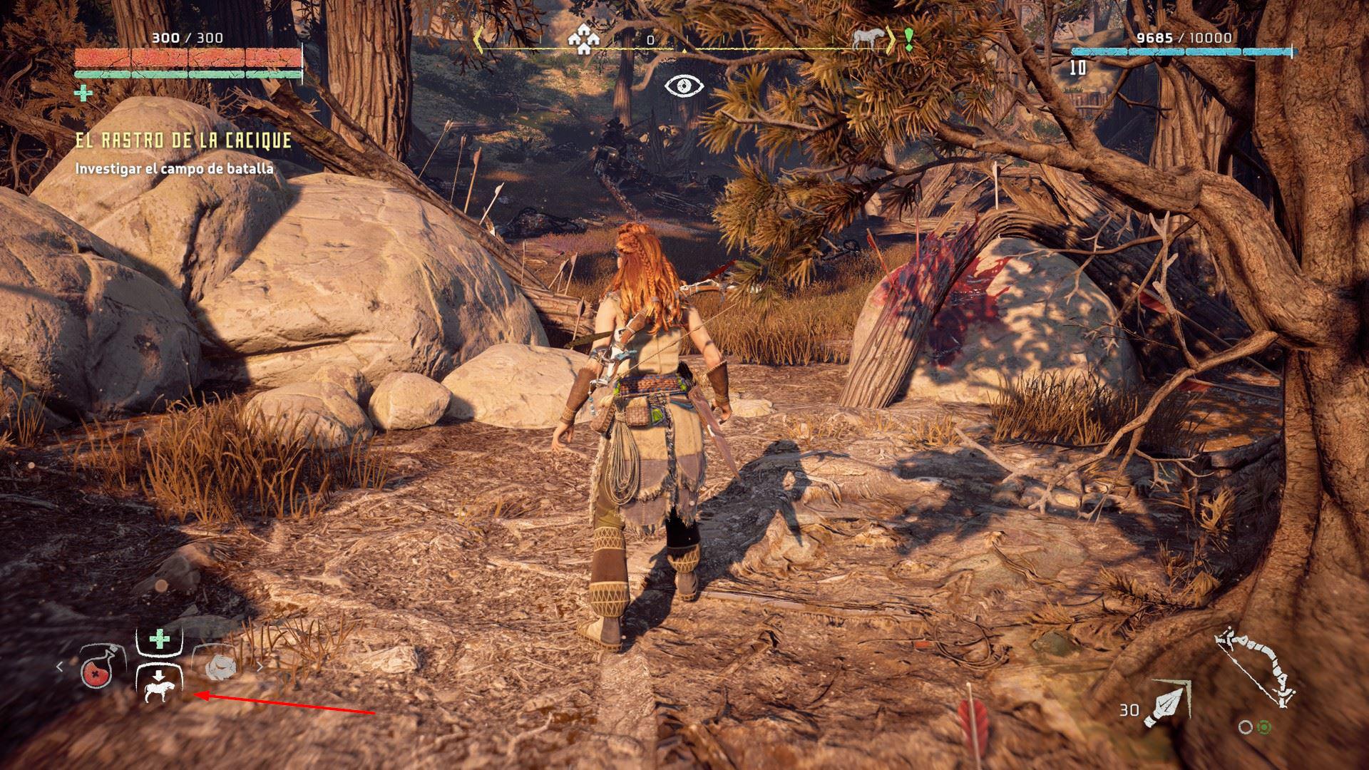 Seleccionar opción para invocar montura en Horizon Zero Dawn