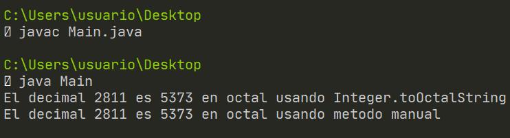 Decimal a octal en Java
