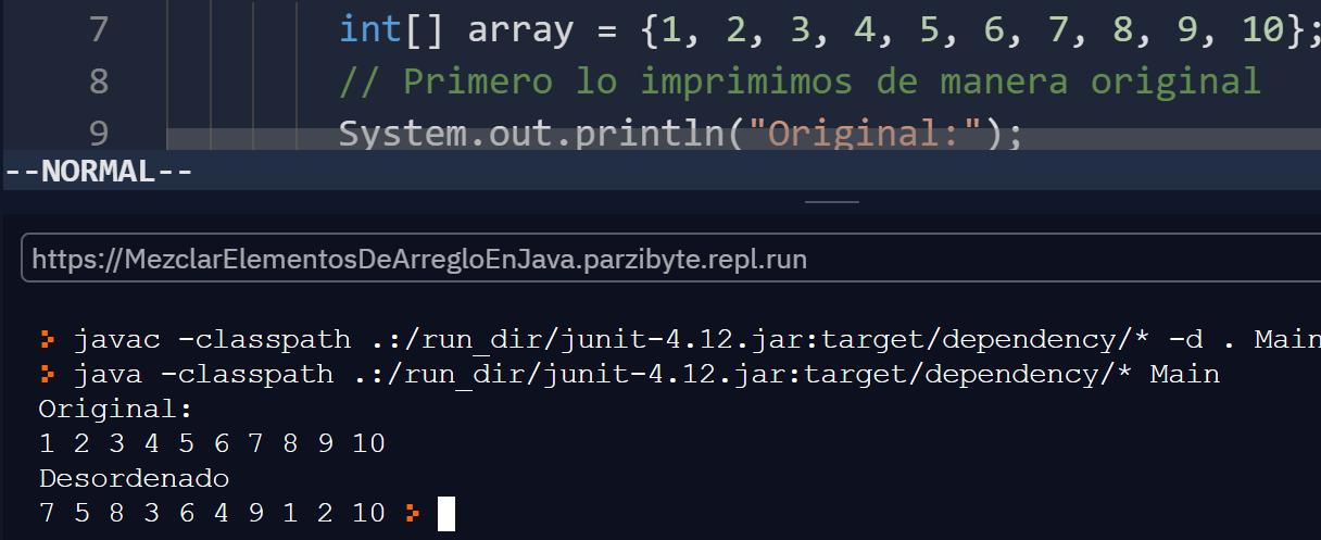 Mezclar elementos de arreglo en Java - Orden aleatorio