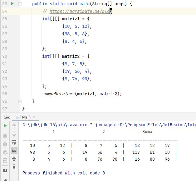 Sumar matrices en Java - Programación