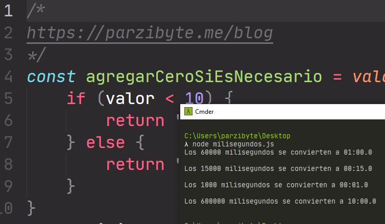 Convertir milisegundos a segundos y minutos con JavaScript