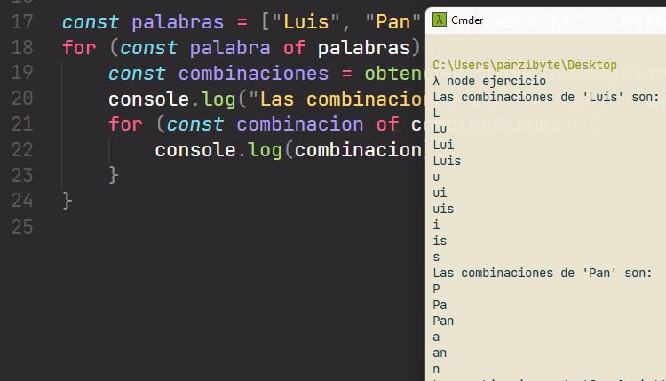 Todas las combinaciones de una palabra con JavaScript - Programación