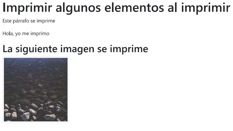 Ocultando algunos elementos en la vista de impresión