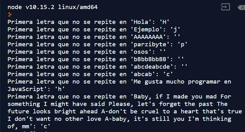 Primera letra que no se repite en JavaScript