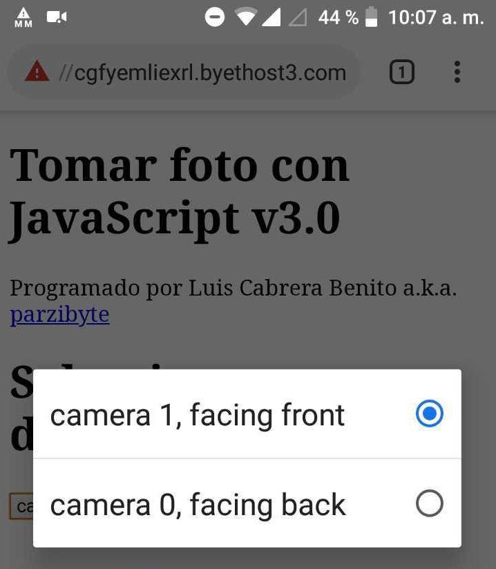 Seleccionar cámara para tomar foto