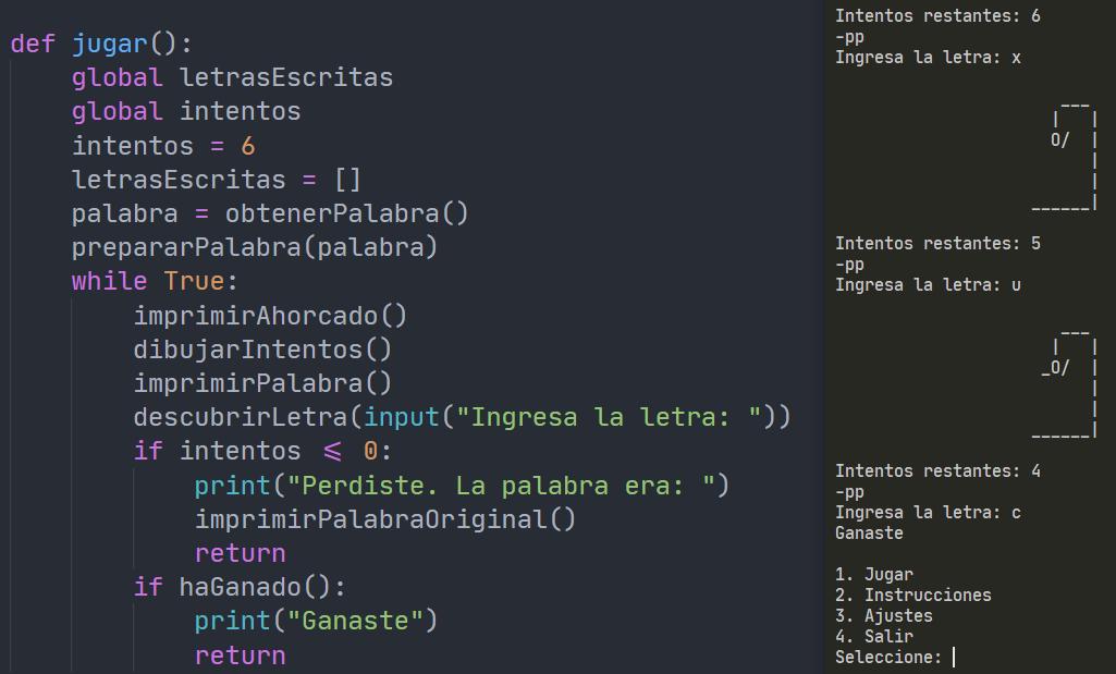 Ahorcado (hangman) en Python