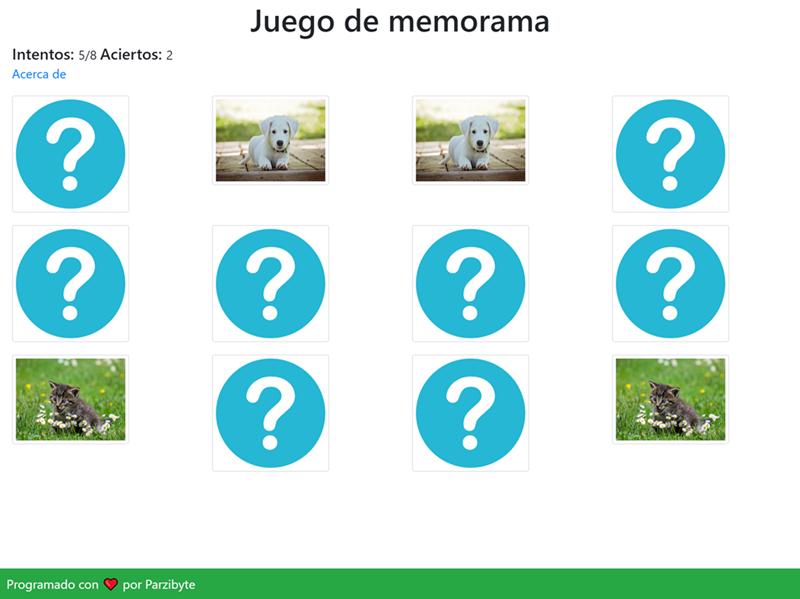 Memorama programado en JavaScript - Tutorial de juego