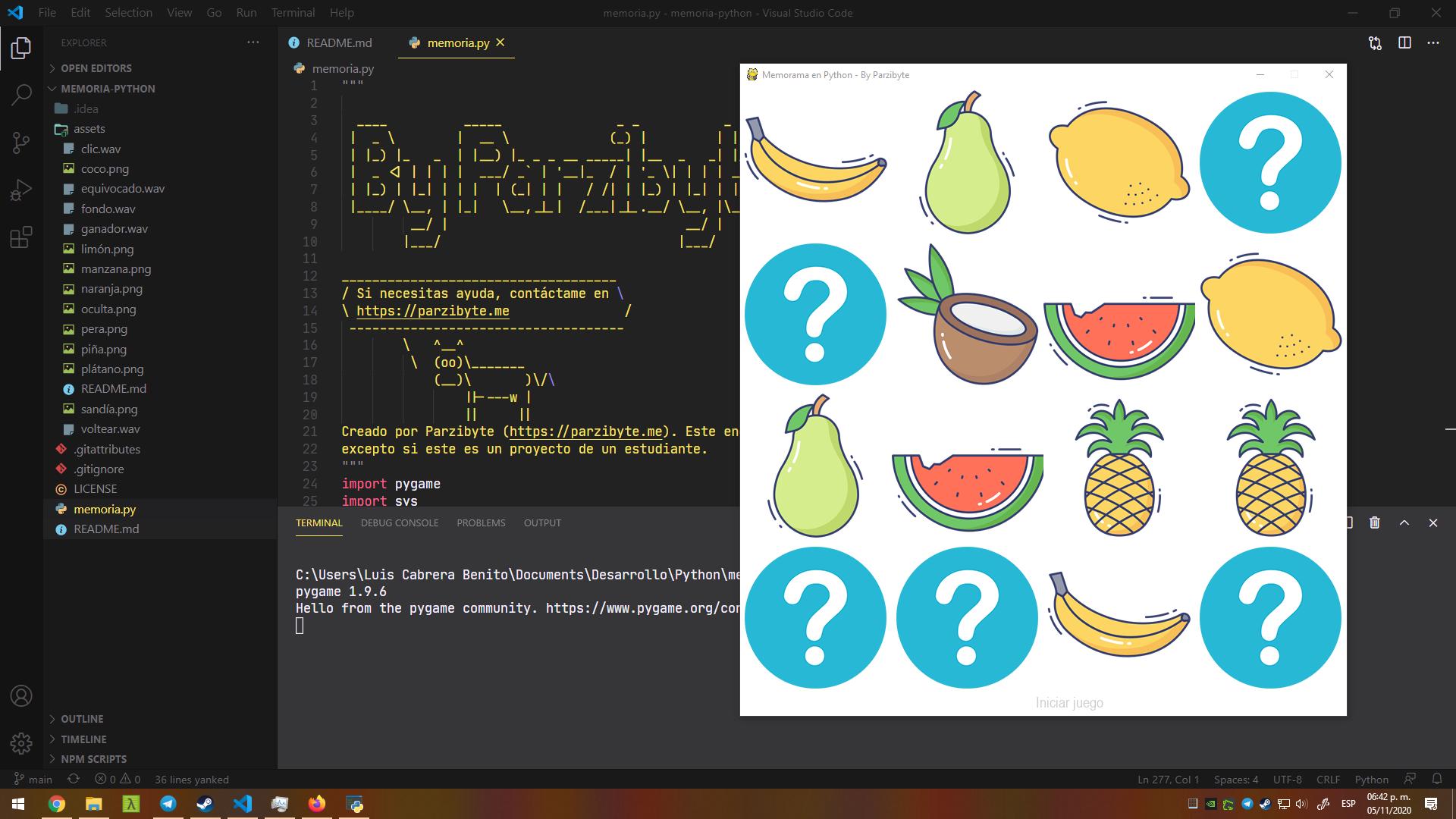 Jugando Memorama en Python - Juego gratuito y open source
