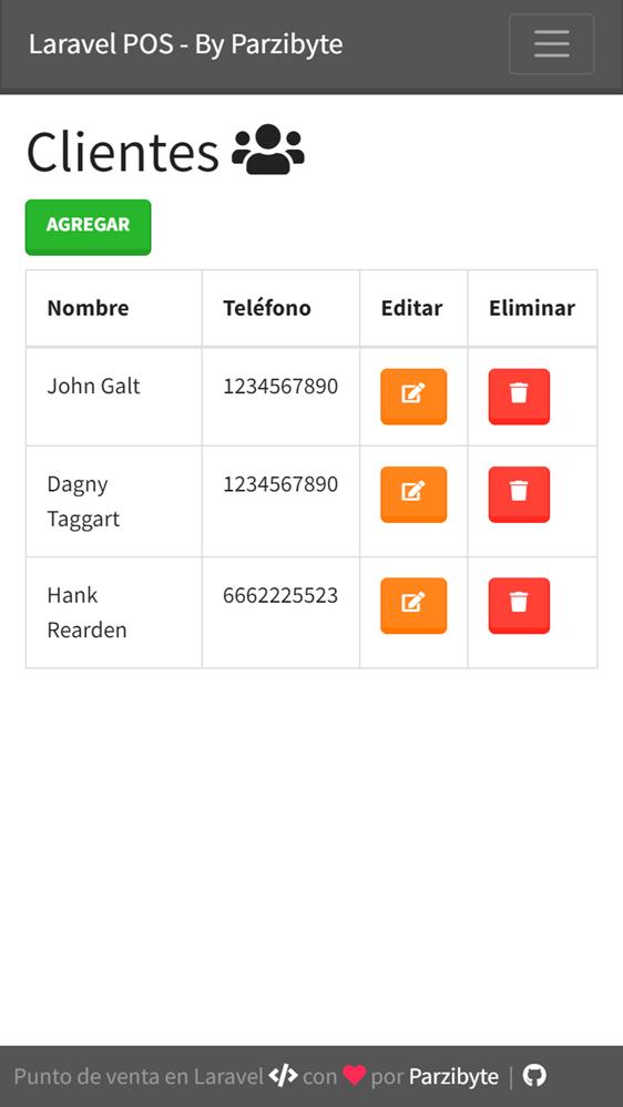 Clientes del sistema para realizar ventas en Laravel